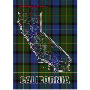 California Tartan Map Art Print